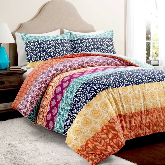 🆕Lush Decor Multicolor 3-piece Cotton Duvet Bedding Set❤️Full/Queen MSRP: $115 - Picture 2 of 9